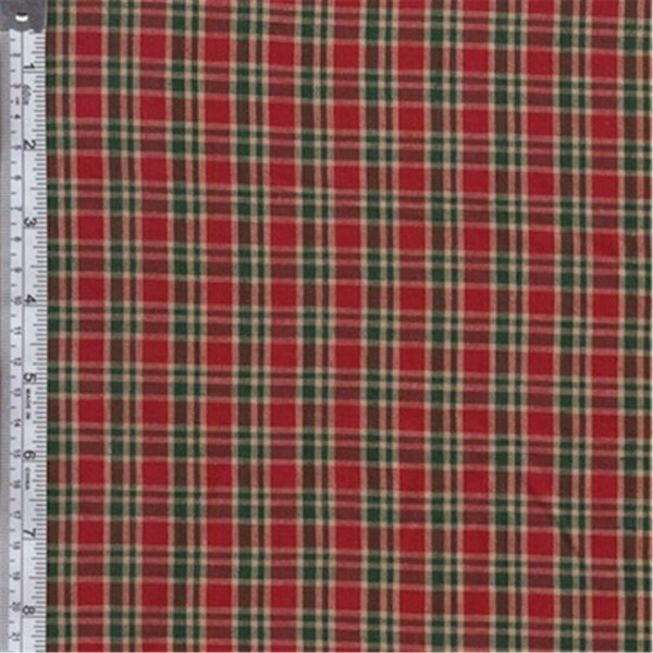 Textile Creations Rustic Woven Fabric, Plaid Red, Green And Natural, 15 yd. TE583819